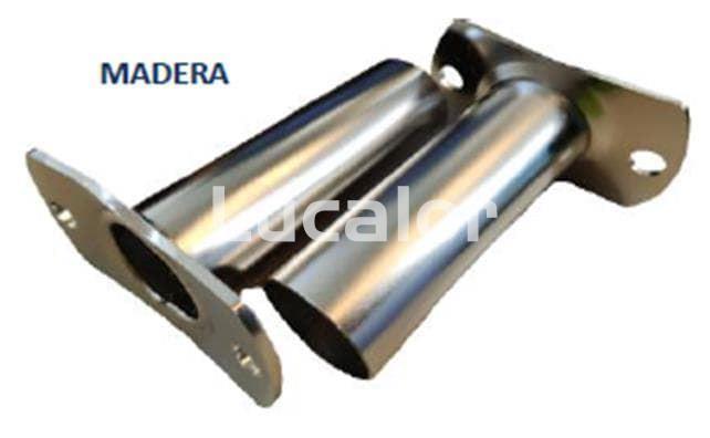 Soporte escalera inox mas embellecedor circular para piscina madera de gre - Imagen 1