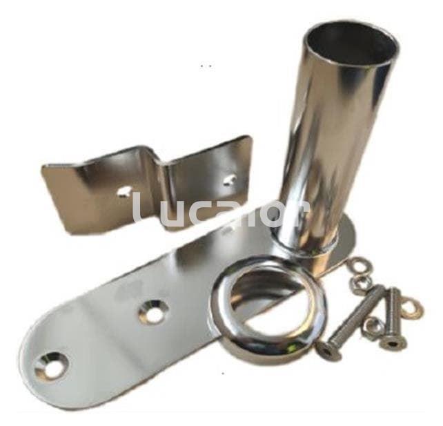 Soporte escalera inox mas embellecedor circular piscina Composite de gre - Imagen 1