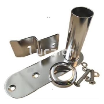 Soporte escalera inox mas embellecedor circular piscina Composite de gre - Imagen 1