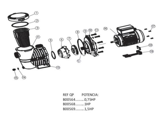 Tapón + junta  desague   para bombas Liberty de QP - Imagen 2